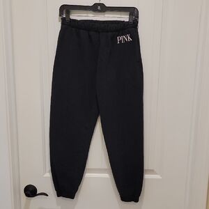PINK Victoria's Secret Black Sweatpants Pink Logo Size Small